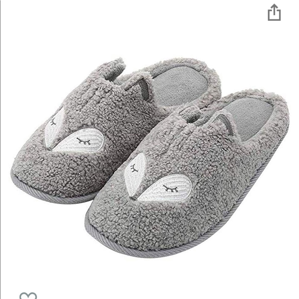 Grey fox slippers